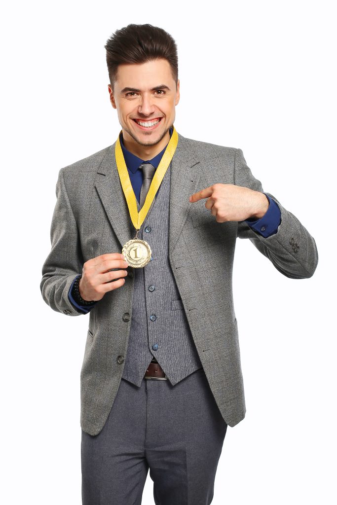 young successful business man on a white background